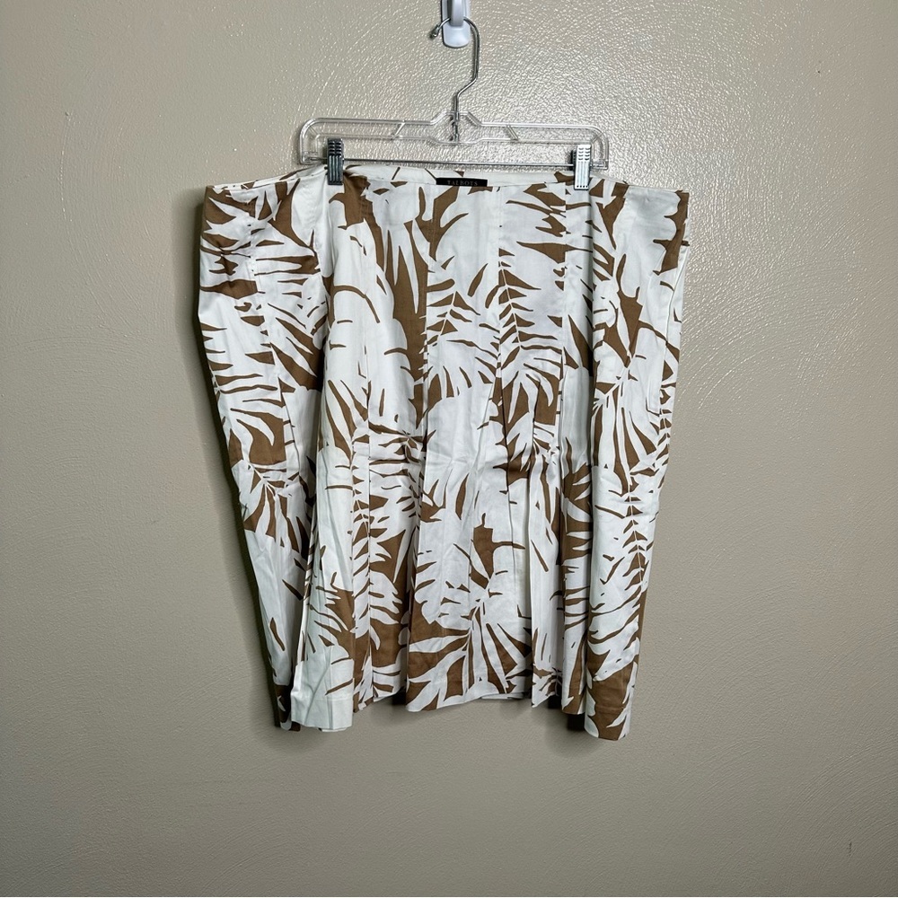 Talbots Tan White Leaf A Line Skirt Size 24W
